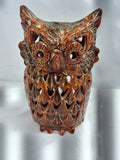 Ceramic Owl Luminary Figurine Candle Holder Lantern Display Statue 10 3/4" Model