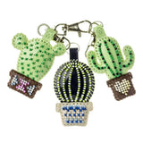DIY Faux Leather Bead Embroidery Kit Bag Charm Cacti in Pots unique gift Model