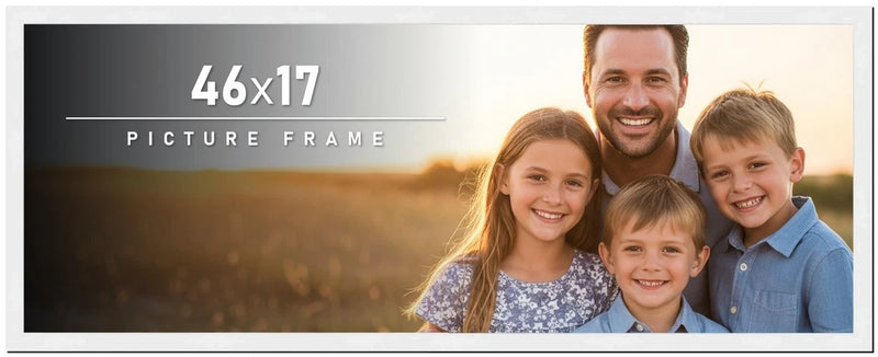 46x17 Frame White Wood Picture Photo Frame with UV Acrylic and Acid Free Backing Model