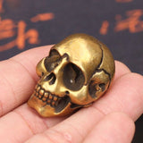 Solid Brass Skull Head Figurine Ornament Punk HipHop Skeleton Miniature EDC Gift Model
