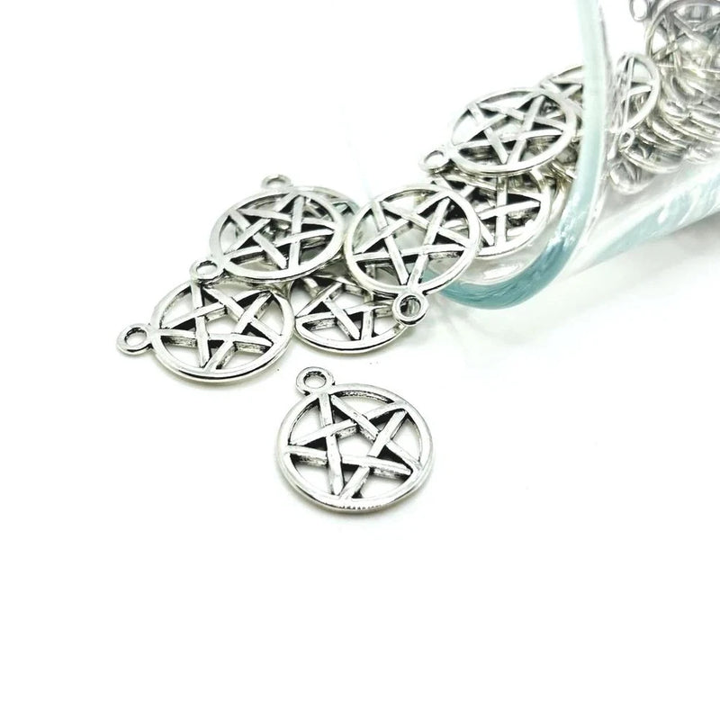 4, 20 or 50 Pieces: Silver Pentacle Pentagram Wiccan Charms - - US Seller Charms
