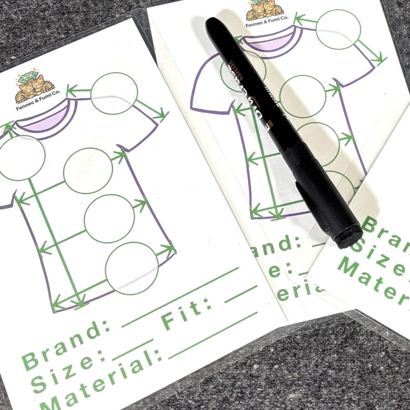 Reseller Clothing Measurement Board T-Shirt Dry Erase Photo Template Card 3Pk Model