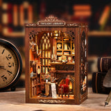 DIY Book Nook Dollhouse Kit ?C Twilight Library 3D puzzle with LED Light Model