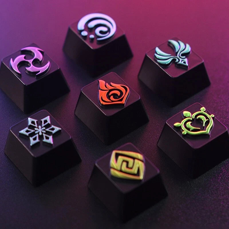 Genshin Impact keycap Seven element Zinc Alloy Keycap For CHERRY MX Keyboard Model