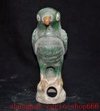 11"old China tangsanca Pottery porcelain wealth sacrifice parrot Bird statue Model