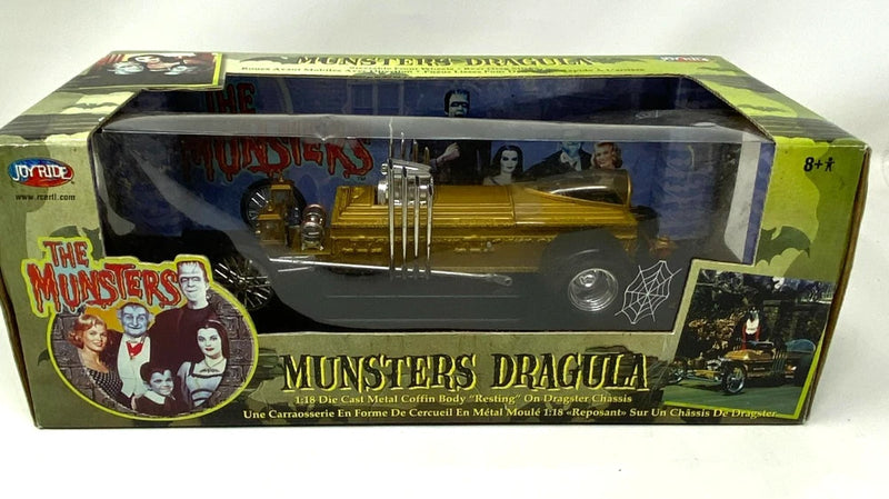 The Munsters DRAGULA Gold Coffin Diecast Model Car 1:18 JOYRIDE Model