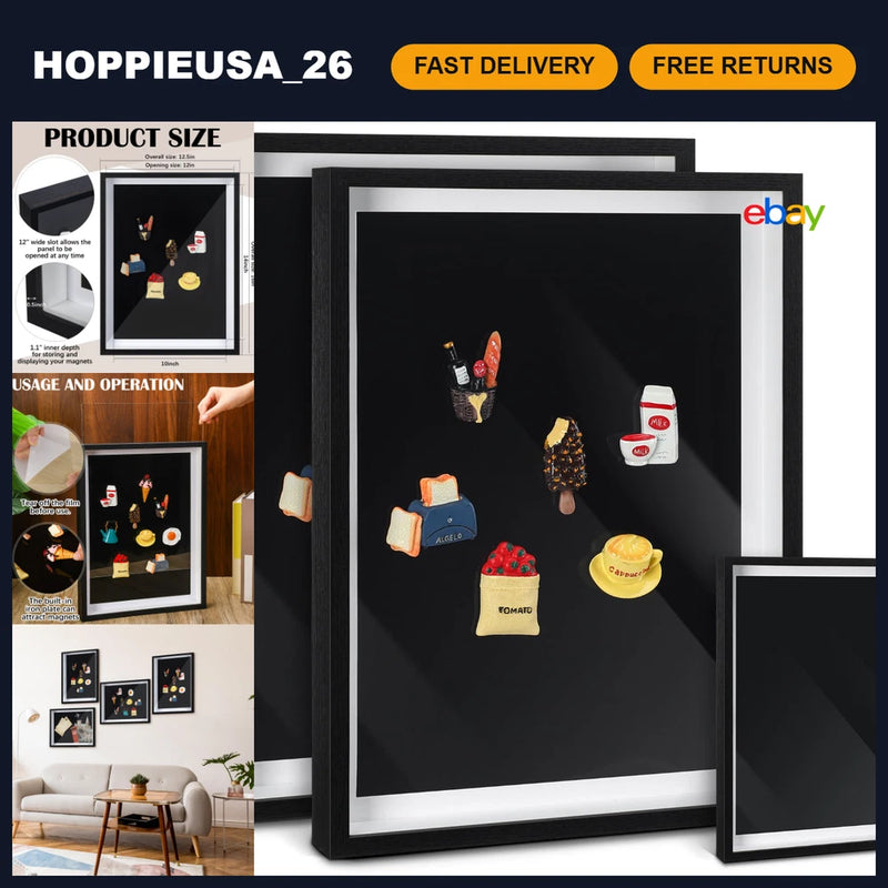 2 Pcs Large Magnetic Display Board 16x12 - Black, Perfect for Photos & Notes Model