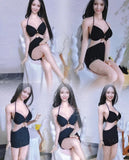 1/6 Scale Black Hanging Neck Short Dress Model Fit 12'' Female Action Figures Model