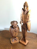 Don Quixote & Sancho Panza Hand Carved Wooden Figurines Folk Art Sculpture Pair Model