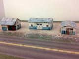 Z Scale Buildings Kit - (3) Weathered Effect Sheds - Coverstock Model Kit SK1 Model