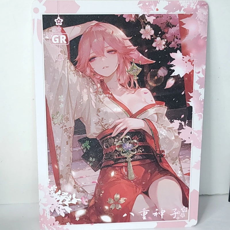 Yae Miko Cherry Blossoms Waifu Card Anime Girl Wall Art Oversized Board A5 Model