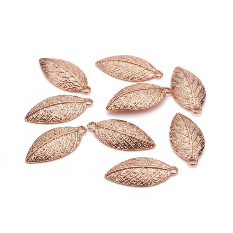 Copper Plated Brass Curved Leaf Pendant Drop Charms 8x15mm ¡ª 144 pcs Charms