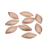 Copper Plated Brass Curved Leaf Pendant Drop Charms 8x15mm ¡ª 144 pcs Charms