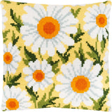DIY Printed Cross-Stitch Cushion Kit "Daisies", 16x16" / 40x40 cm Model