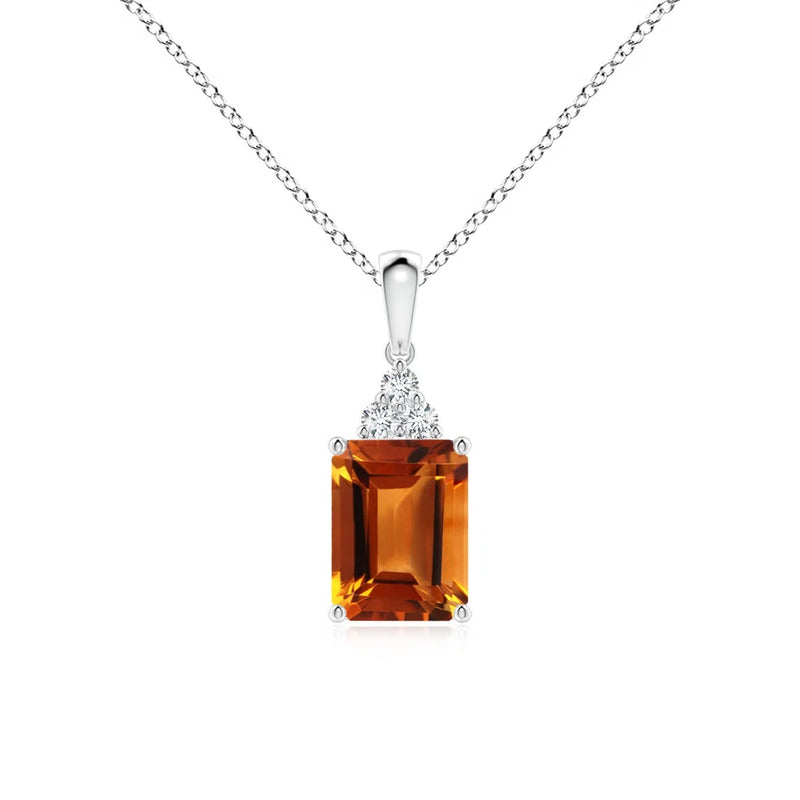 ANGARA 1.56Ctw Natural Citrine & Diamond Pendant Necklace With Diamond in Silver Charms