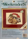 WeekenderS Counted Cross Stitch A FULL HAT Christmas puppy kitten holly 03353 Model