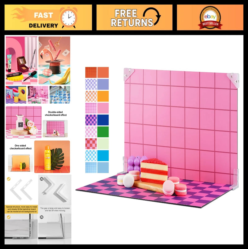 9Pcs Colorful Photography Backdrops Kit - 18 Patterns for Jewelry, Makeup & Smal Model