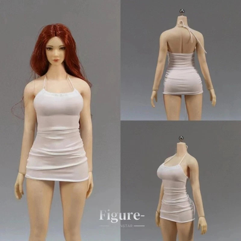 DMTOYS 1:6 White Camisole Bodycon Dress Clothing Model Fit 12" Female PH Figures Model