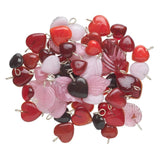 Drop Mix, Glass, Red & Pink, Heart & Leaf Charms 50 Grams(55-60) Charms