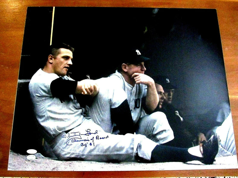 WHITEY FORD WITH ROGER MARIS CHAIRMAN OF BOARD YANKEES SIGNED AUTO 16X20 STEINER Model