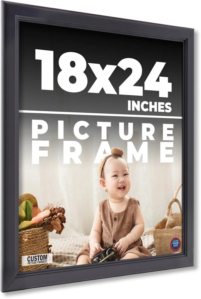 18x24 Contemporary Black Wood Frame UV Acrylic and Acid Free Foam Board Model