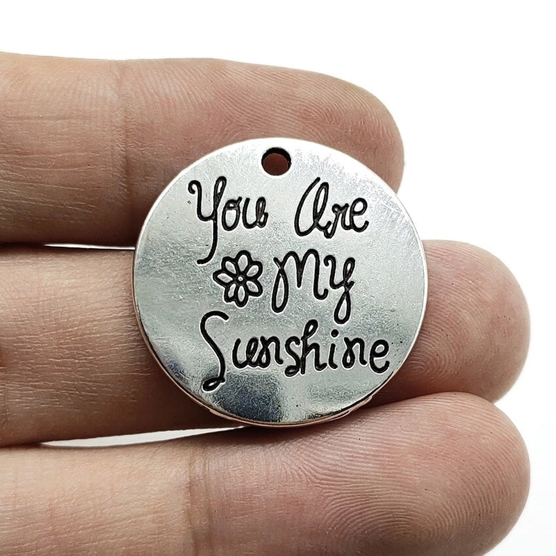 Lot 50pcs you are my sunshine Antique Silver Charms Pendants Jewelry Making DIY Charms