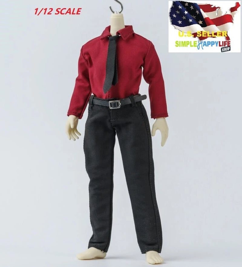 1/12 scale red shirt full suit w/ tie For 6'' Figure BJD Mezco Marvel SHF ?USA? Model