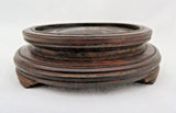 Vintage Chinese Brown Carved Wood Display Stand Bowl Vase Figurine ~ 2 1/2" D Model