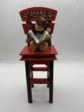 Country Storybook Snowman Reading In Chair Primitive Christmas Decor Model