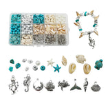 400PCS Ocean Beads Charms Kit 8mm Turquoise Beads Shell Turtle Jewelry DIY Model