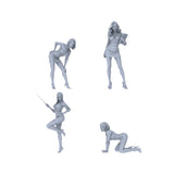 Office-style Female Resin Miniature Model 4-Figure Set,Urban Figure LYTR163 1/64 Model