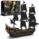13199 Pirates Ship Model Building Blocks Kits, MOC Large Black Pearl Sailboat Mo Model