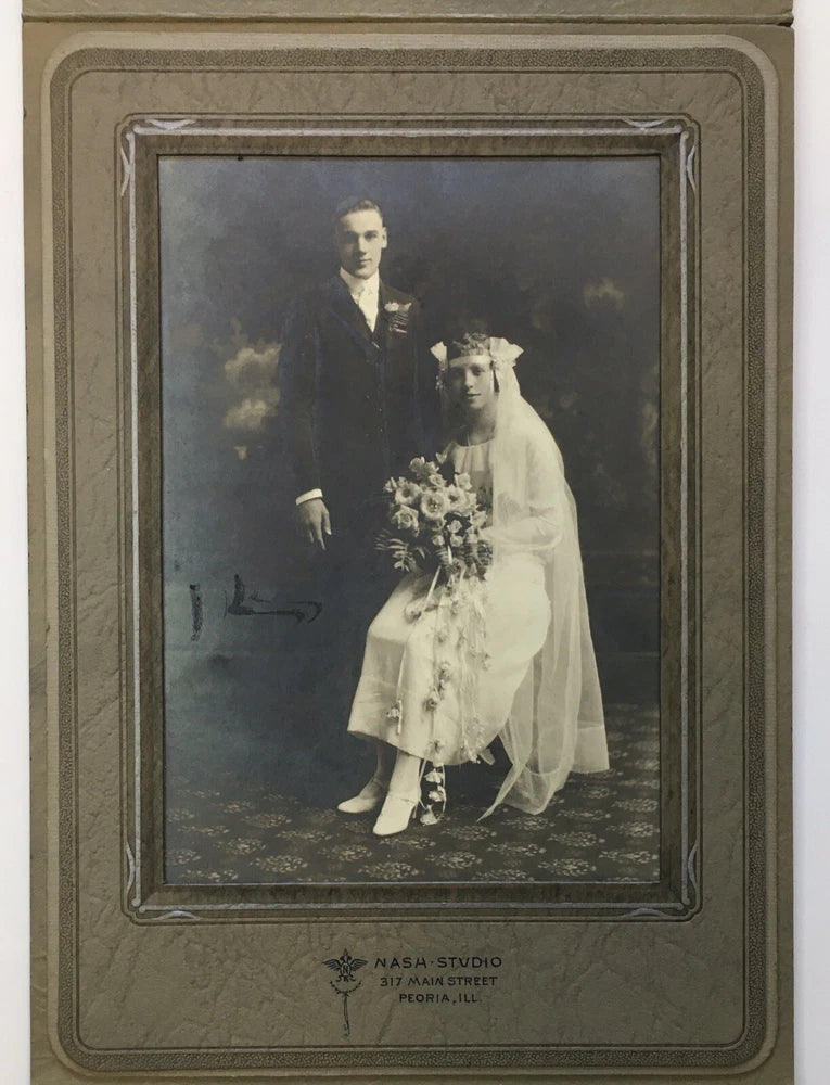 Photo on Board Folder Wedding Portrait Handsome Man and Lovely Lady Peoria IL Model