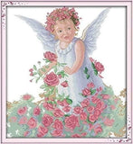 Happy Forever 11CT Stamped Cross Stitch, R312 Rose Angel, Size 19''x21'' Model
