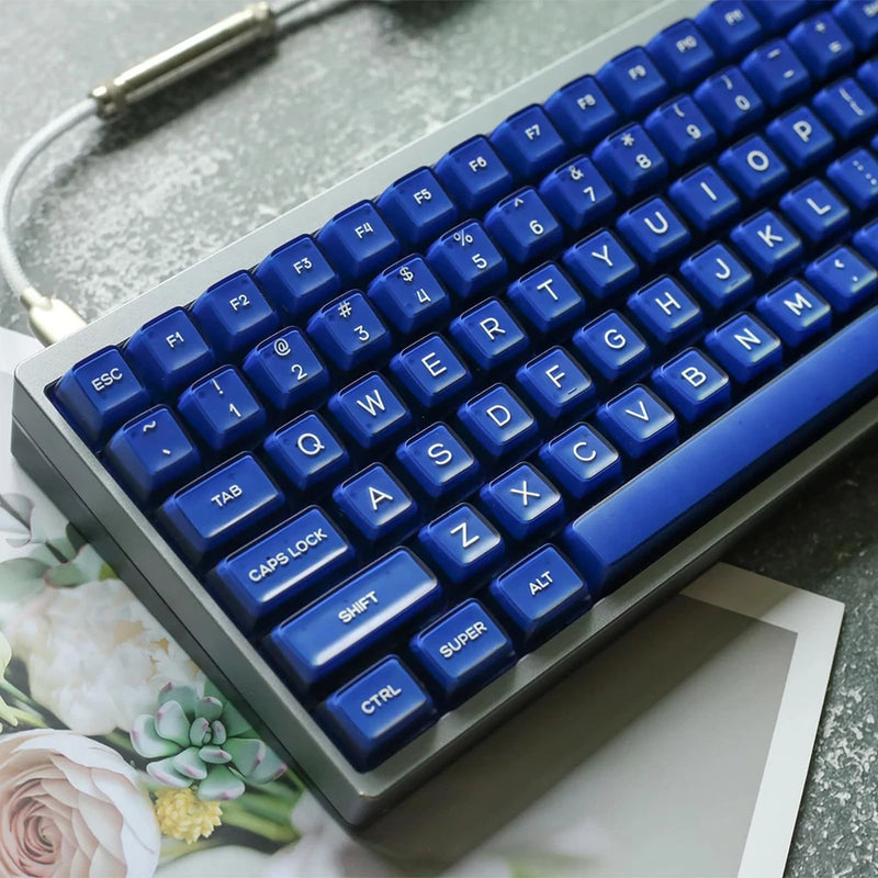 142 Keys PBT Doubleshot SA Keycaps Blue Translucent Custom Set Model