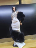 1/6 Female Halter-neck Tight Dress With Plush Shawl Model 12'' Action Figures Model