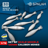 Set of scale models 120-mm caliber mines (10 psc) Scale 1:72 Spalah SP16772 Model