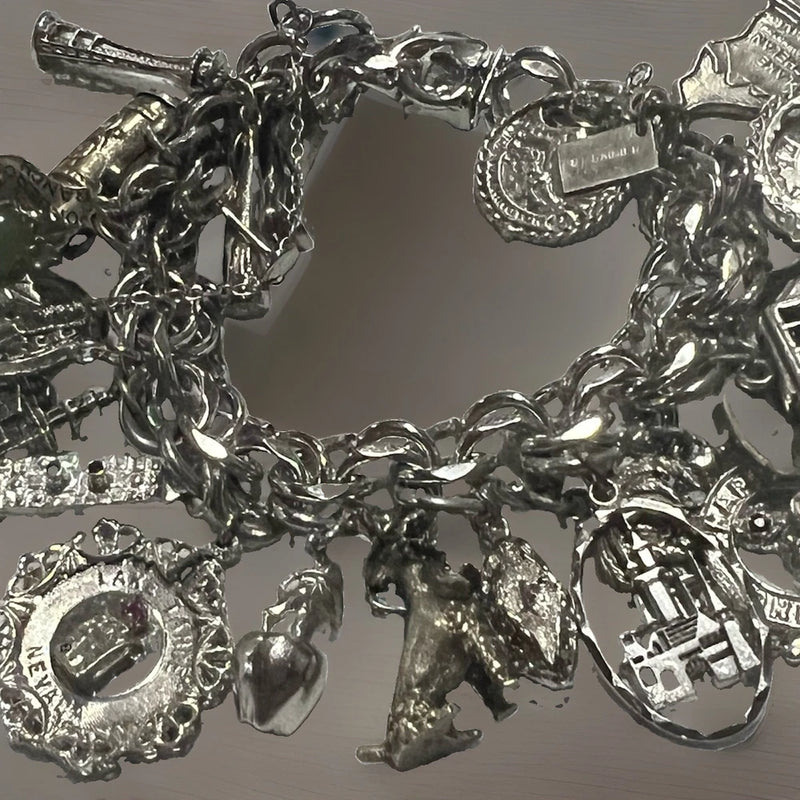 Vintage ELCO Charm Bracelet LOADED With OVER 20 STERLING SILVER CHARMS! Charms