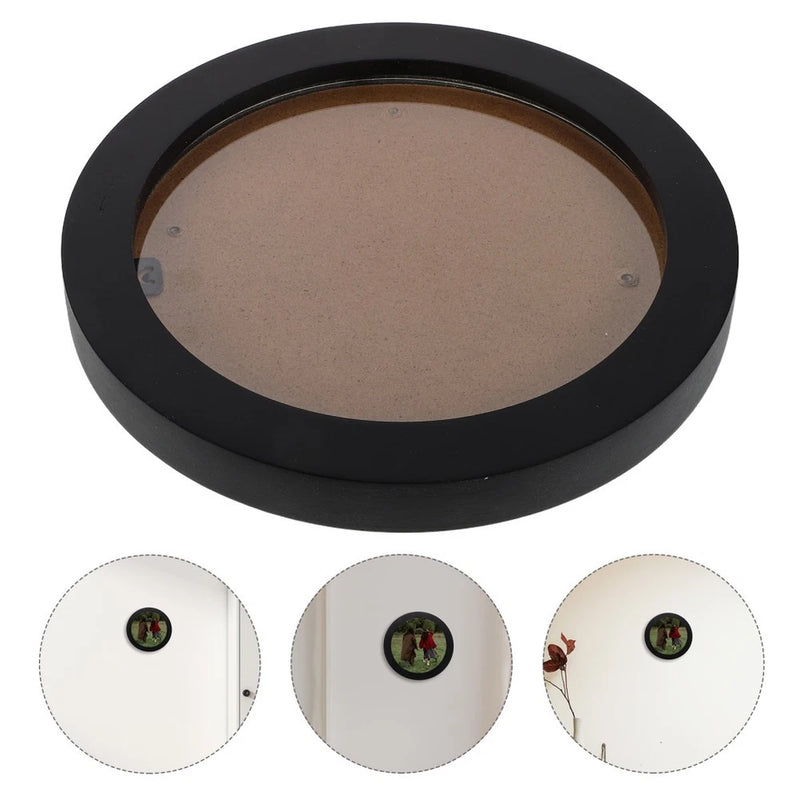 Versatile Black Round Wood Picture Frame Wall Mounted for Bedroom Office Decor Model