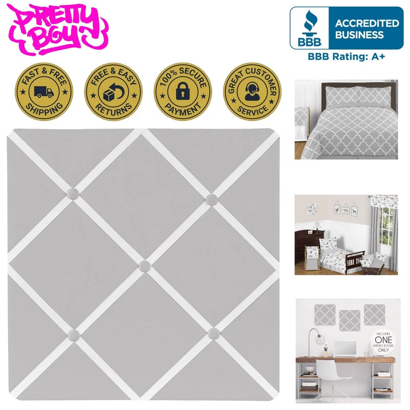 Versatile Solid Grey Photo Bulletin Board - 13" x 13" for Home & Kids' Rooms Model