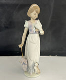 Lladro 7611 Summer Stroll Girl w/ Bird Cat Umbrella Figurine, Broken Wrist Model