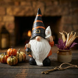 Halloween Garden Gnome Figurine with Ghost & Lantern ¨C Spooky Fall Decor 6"Tall Modell