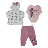 Disney Baby Comfortable Snap Close Top, Sweatpants, Zippered Hoodie 3 Piece Set Model