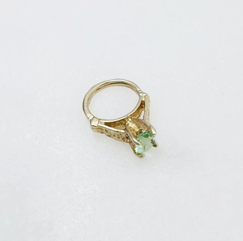 Solid 14K Yellow Gold Light Green CZ August Birthstone Tiny Ring Charm Pendant Charms