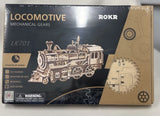 ROKR LK701 Locomotive Mechanical Gears 3D Wooden Model Kit Sealed Model