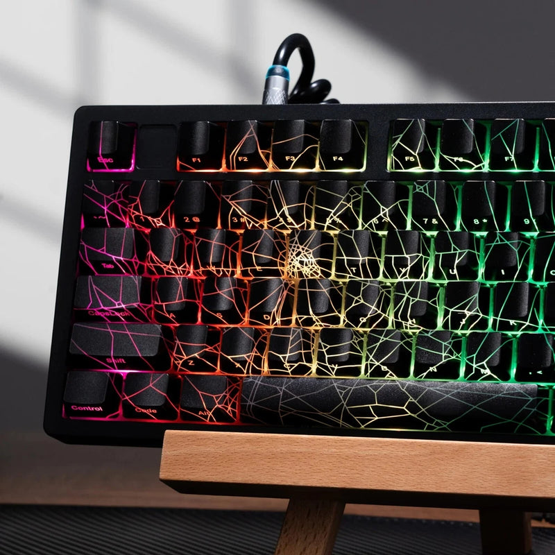 SPIDER WEB Shine-Through OEM Profile Keycap Set 118 Keys Black/White No Keyboard Model