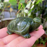 Natural Nephrite Jade Turtle Carving Gemstone Tortoise Figurine Healing Decor Model