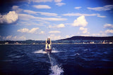 1950's Slide Female Water Skier Being Towed On Boogie Board Woman Model