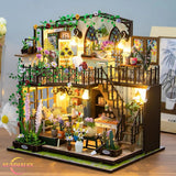 DIY Dollhouse Kit with LED Lights Miniature Mini Greenhouse Building Model Gifts Model