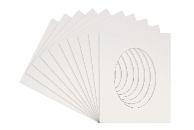 Pack of 5 11x14 White Picture Mats Oval Opening For 8x10 Photo Model